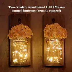 Креативная деревянная доска Led Mason Cans фонарь стеклянный Mason Cans Ретро настенный светильник дистанционное управление лампа для двора