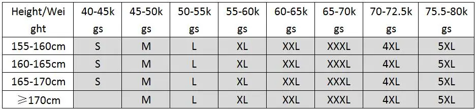 jacket size reference