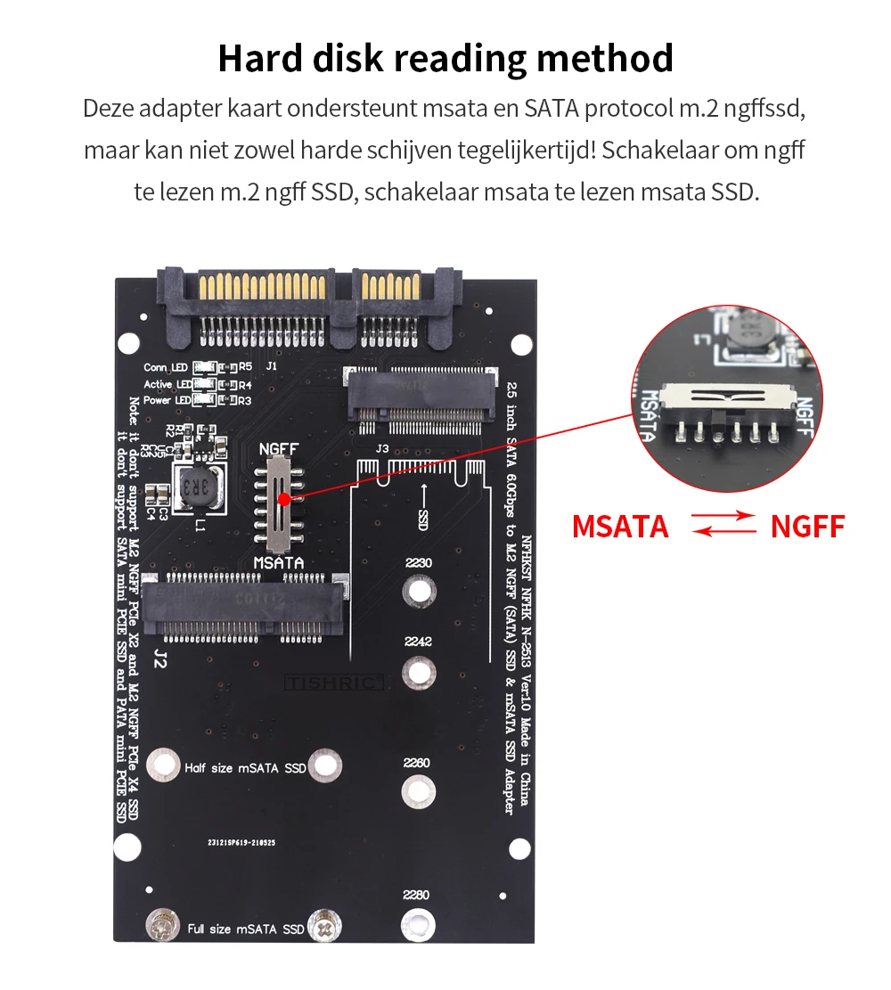 TISHRIC MSATA to SATA & M.2 SSD Adapter Board - 2.5 Inch Form Factor, 6Gbps Speed, Compatible with M.2 NGFF SATA and MSATA SSD for PC Description Image.This Product Can Be Found With The Tag Names M2 sata adapter card b key ngff ssd, M2 ssd 25in sata adapter converter, Msata ssd 25 sata 60 adapter converter