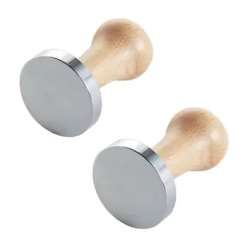 

Coffee Powderer Tool Coffee Tamper Wood Handle Stainless Steel Coffee Powder Hammer Accessory Tool
