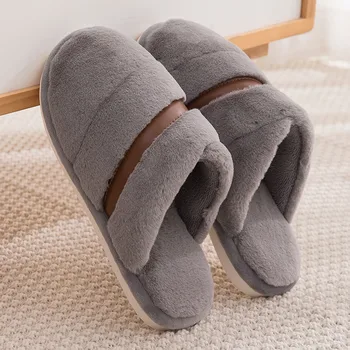 

Men's slippers Winter slippers Non slip Indoor Shoes Large Size Waterproof Home Plus Velvet Warm Shoes Cotton Soild Slippers