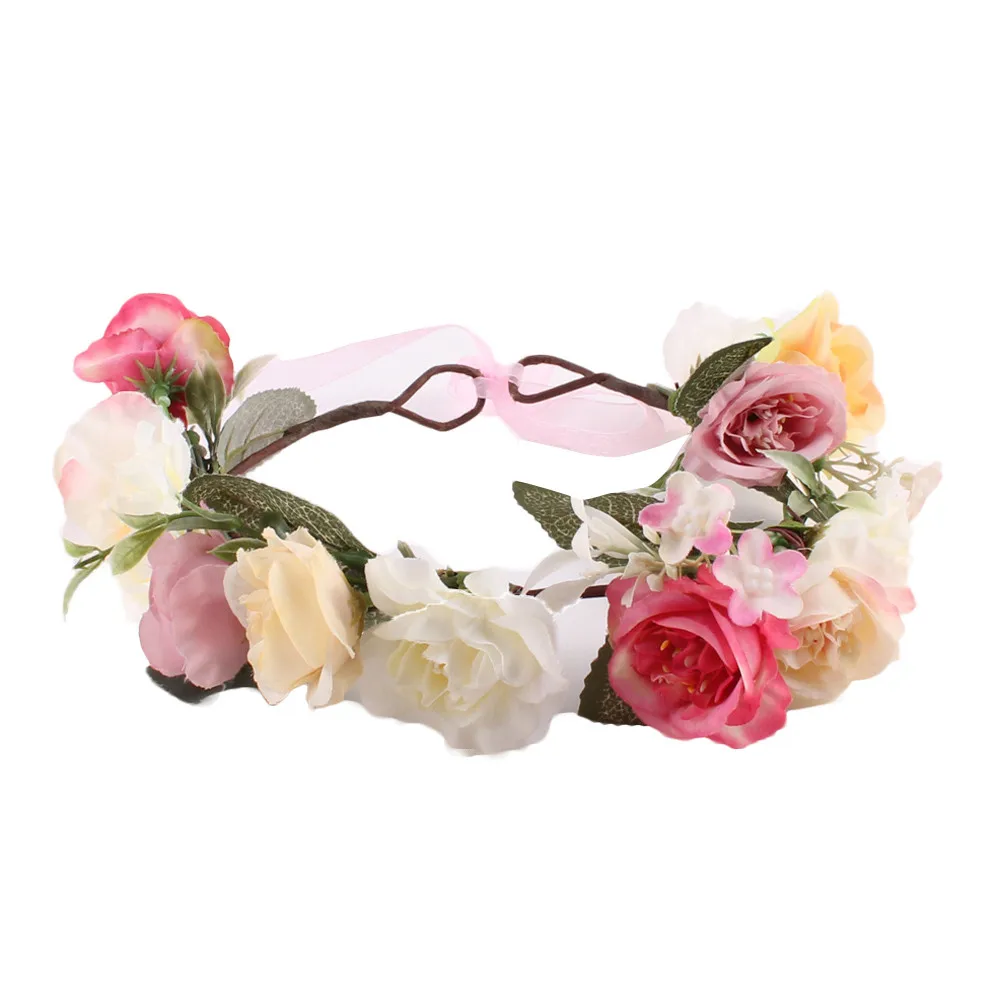 Baby Headband Fashion Baby Kids Handmade Rose Flower Headband Hairband Wreath Flower Girls Turban Hair Accessories
