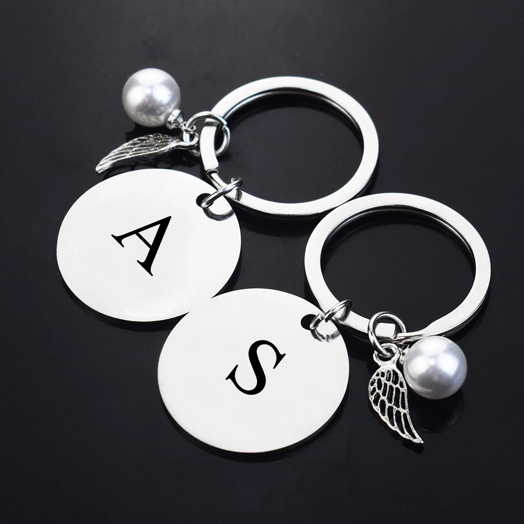 Keychain Initial Letter Key Chain Silver for Men Women Personalized Alphabet Monogram Keychain for Car Keys 