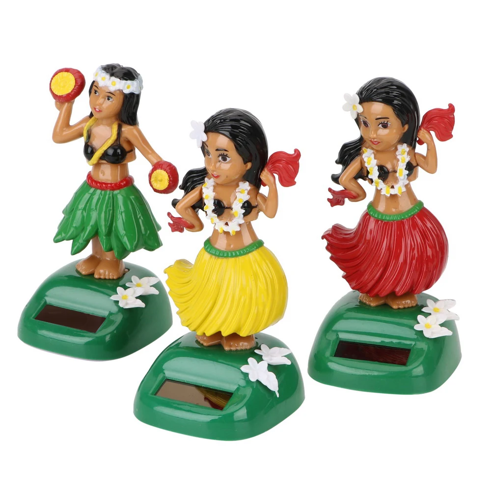 

Solar Power Shaking Head Toy Car Ornaments Hawaii Girl Hula Decompression Dolls Dashborad Decoration Auto Interior Accessories