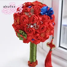Шелковые Розы Свадебные цветы Свадебный букет красный свадебный жемчужный букет ювелирные изделия алмаз SPH221