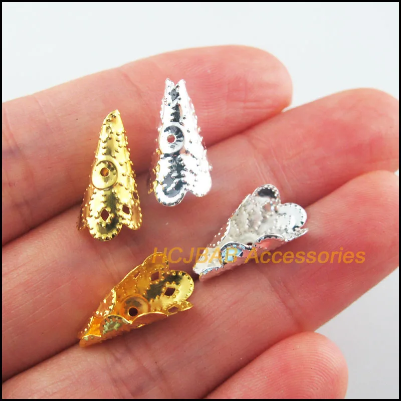 

New 80 Flower Caps Jewelry Make Deliveries Gold Plated & Silver Plated 9x17mm Diy Discoveries Accessories