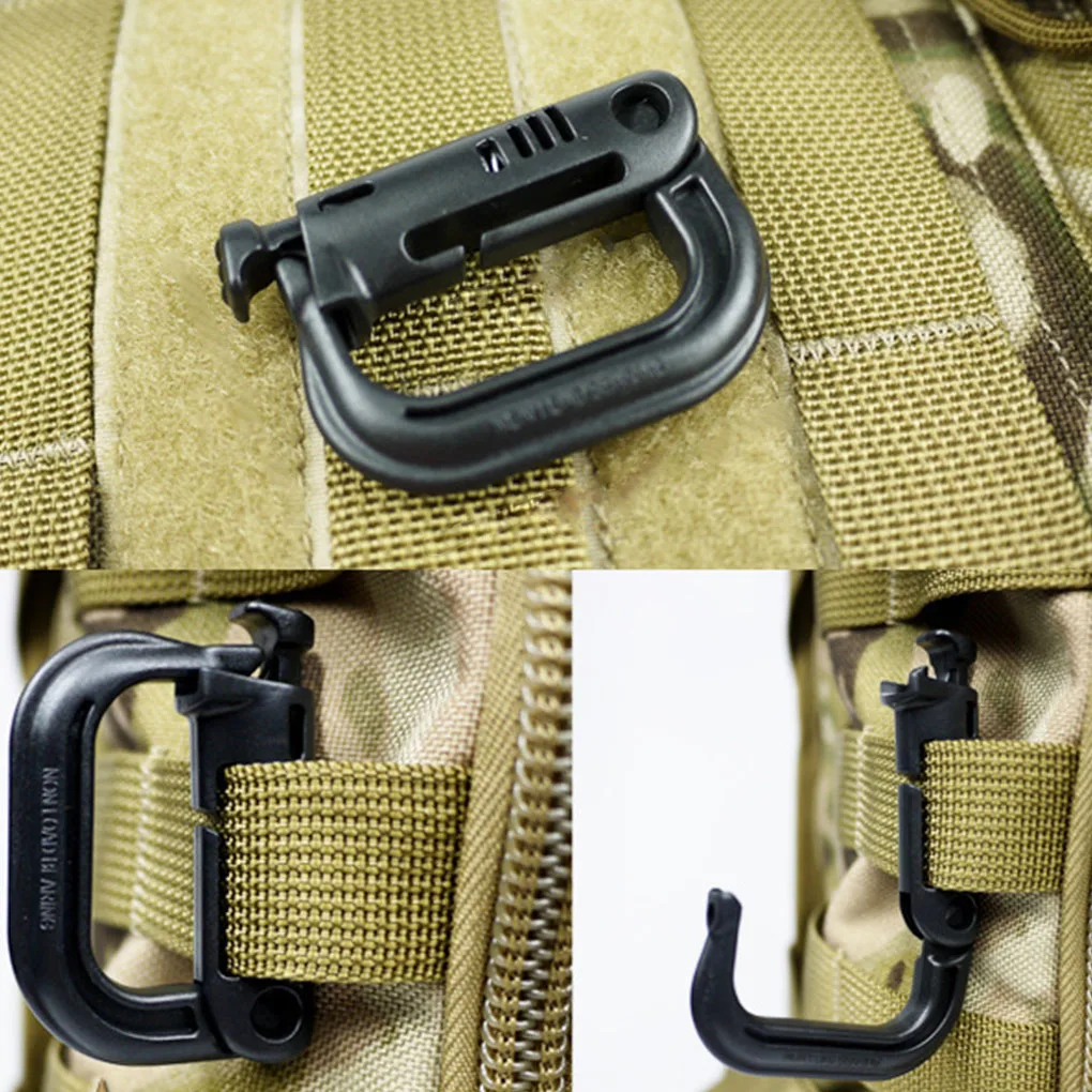 

10Pcs Grimloc Molle Carabiner D Locking Ring ABS Clip Snap Type Ring Buckle Carabiner Keychain ITW Bag Buckle Climbing Accessory