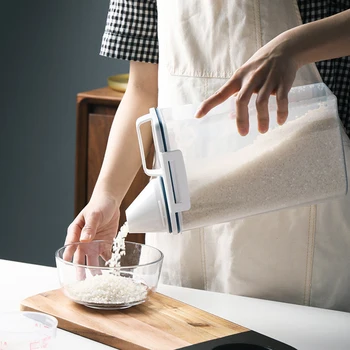 

Kitchen Storage Tank Cereal Container Rice Cereal Grain Bean Container Measuring Cup Sealed Tank Food Whole Grains Storage Box
