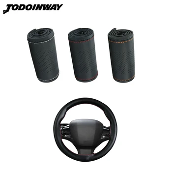

Genuine Leather Hand sewing car steering wheel cover for peugeot 3008 2016 2017 2018 for 308 T9 2014-2019 for 308 SW 2014-2019