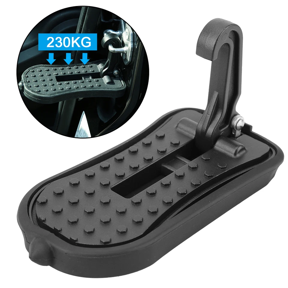 Lonimia Pedal plegable para puerta de coche, pedal plegable para coche,  reposapiés para vehículo con martillo de seguridad y 2 ganchos de plástico