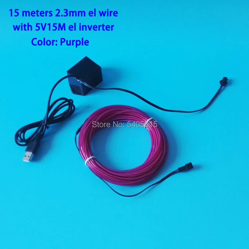 15 метров, 2,3 мм, с драйвером DC5VUSB, EL, провод, веревка, трубка, Светодиодная лента, гибкий неоновый светильник для украшения праздника, сделай сам, 10 цветов