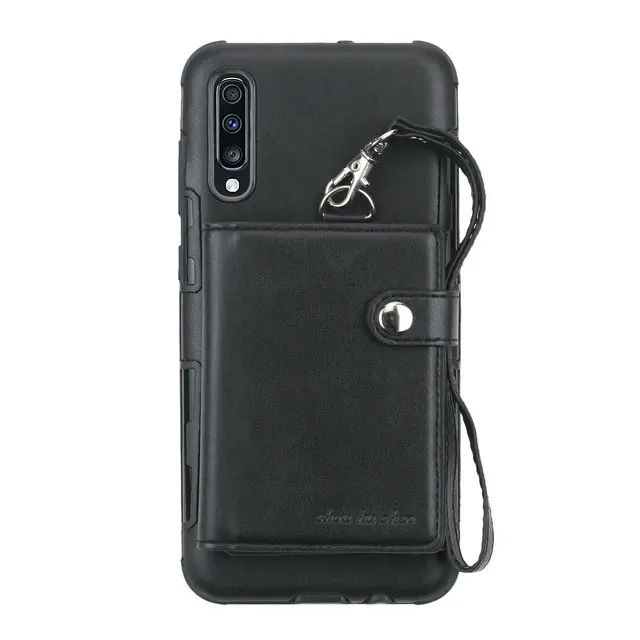 Роскошный, с отделением для карт флип для Coque samsung A50 чехол Galaxy A7 Etui samsung A70 Чехол кошелек для samsung Galaxy A50 чехол A 70 50 - Цвет: Черный