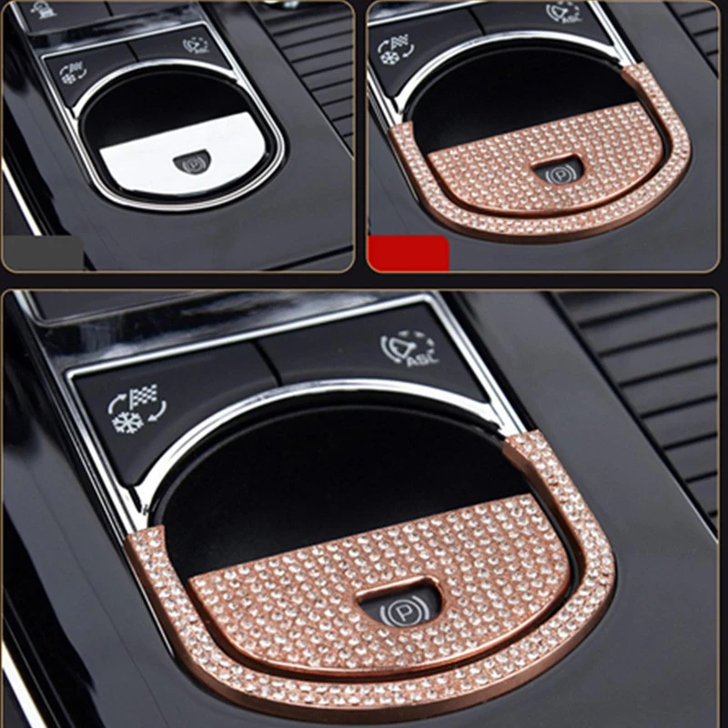 Аксессуары для салона автомобиля-Jaguar XJ XF Кнопка парковки автомобиля 3D Rhinestone наклейки кольцо автомобиля Bling аксессуары