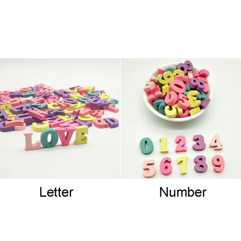 100Pcs/Pack Multi-coloured Wooden Letters,Wooden Numbers Mini Handmade DIY Decoration for Home and Party Desktop Decor - Цвет: Letters