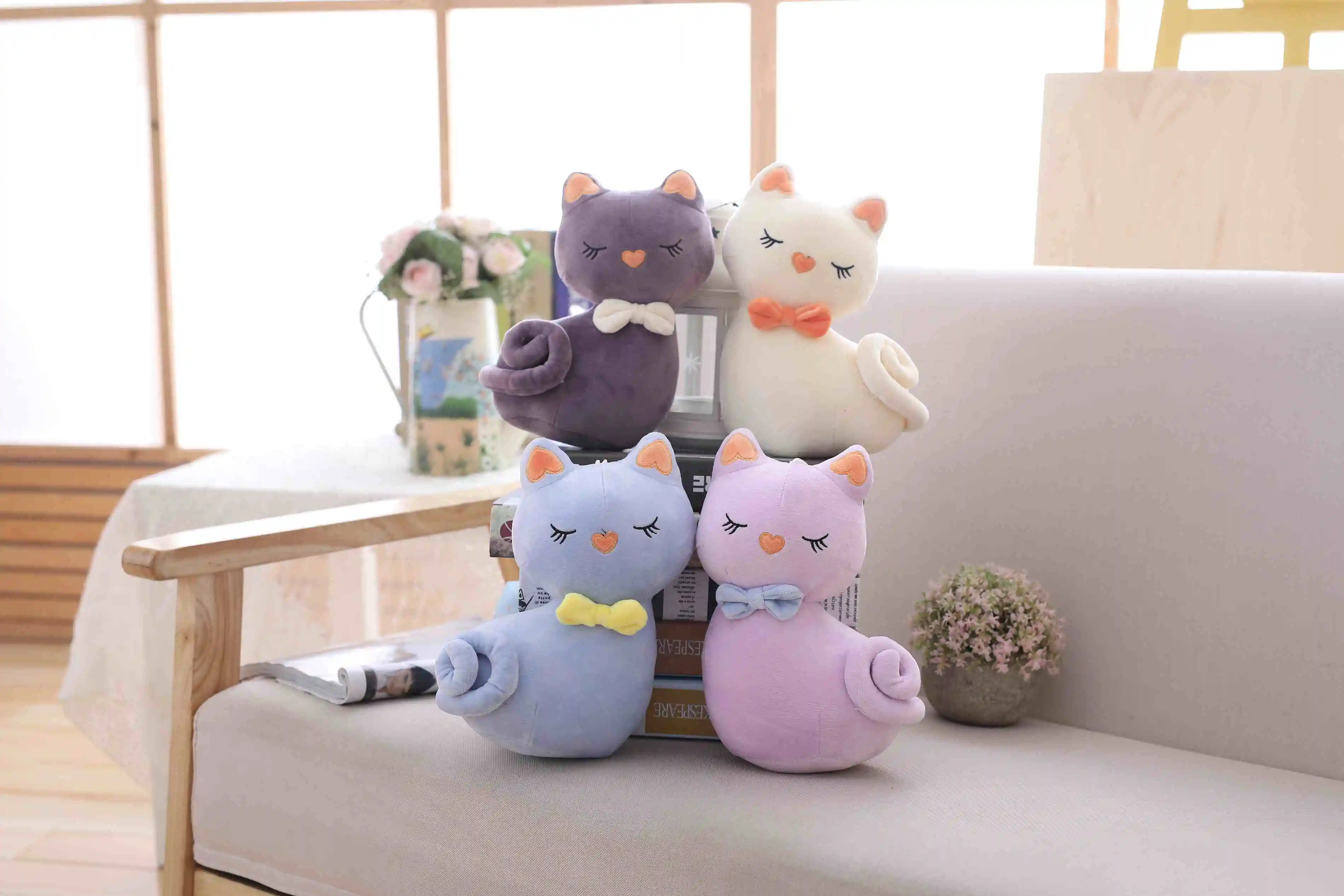 Новинка 1 шт. 4 цвета KAWAII 27 см кошки мягкие игрушки брелок кошка подарок плюшевая игрушка кукла детская вечеринка день рождения плюшевые игрушки для девочки Новинка
