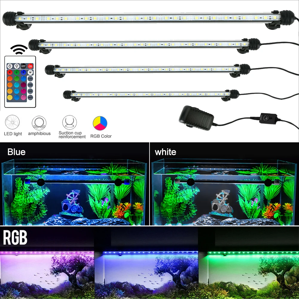 Remote Control RGB LED Submersible Air Bubble Lamp Aquarium Fish Tank Light New 