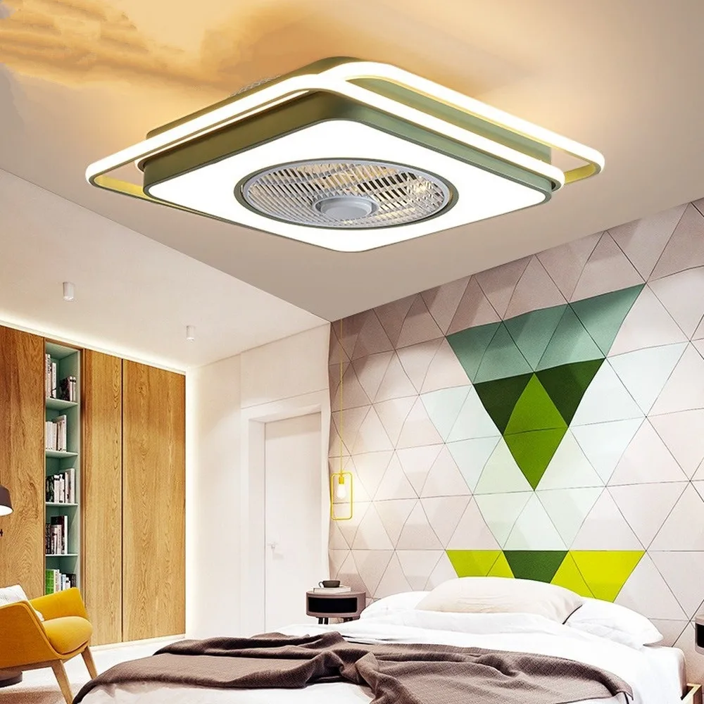 55cm ceiling fan remote control lamp silent motor modern electric bedroom round square decoration free shipping | Лампы и освещение