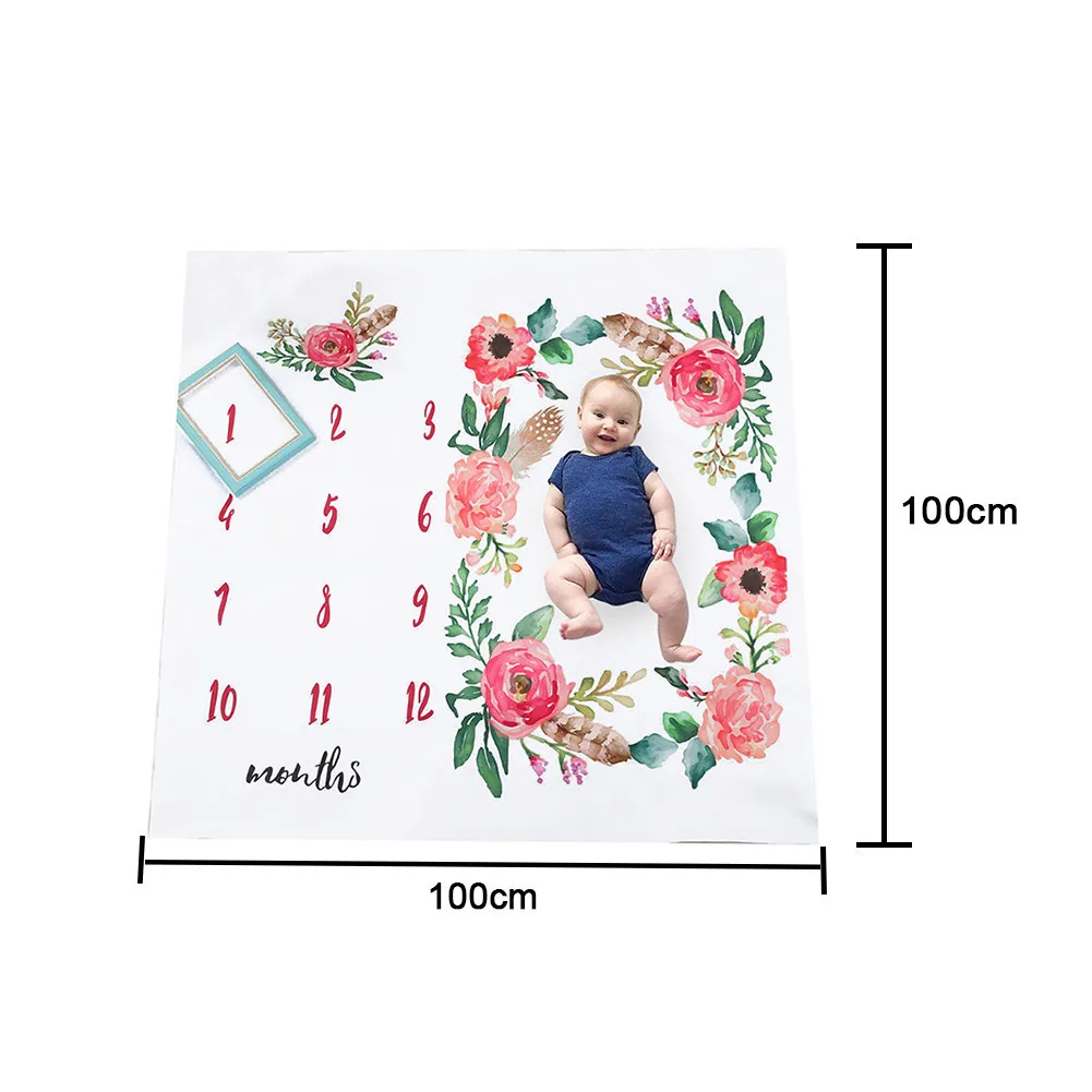 Baby Blankets Newborn Swaddle Stroller Bedding Wrap Photo Background Monthly Growth Number Photography Props Outfits