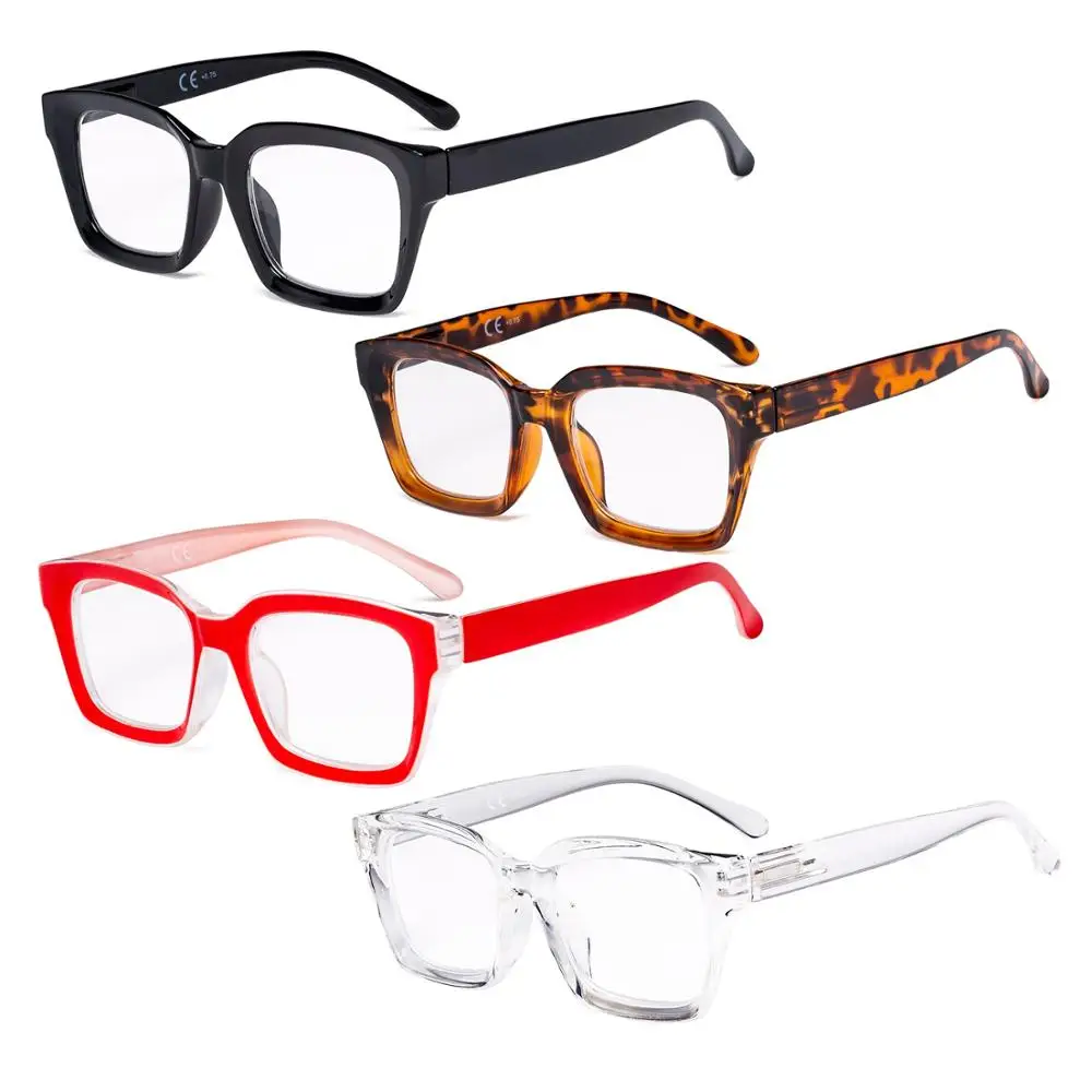 4pcs-Mix R9106-Mix-Eyekepper 4 пачки женских очков для чтения-большие квадратные дизайнерские ридеры для женщин - Цвет оправы: 4pcs-Mix