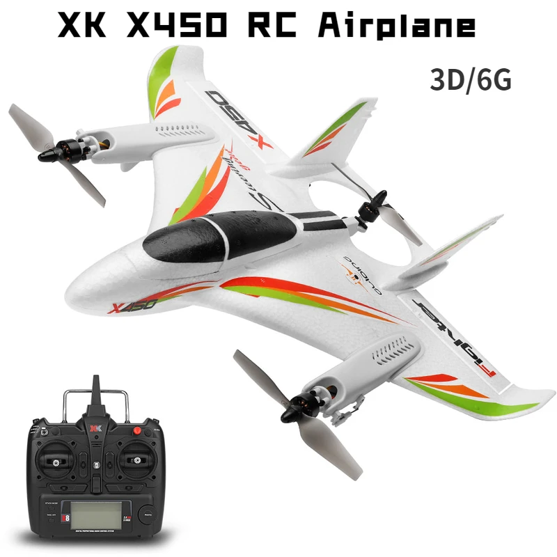 

2.4G 6CH WLtoys XK X450 3D/6G RC Vertical Takeoff LED RC Glider Fixed Wings RC Airplane Model RTF Remote Control Toy