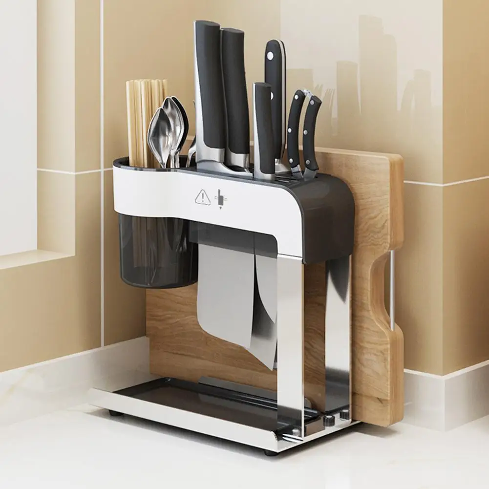  Knife Stand Holder Kitchen Cutting Board Chopsticks Stainless Steel Drying Rack Cooking Storage Org - 4000511884247
