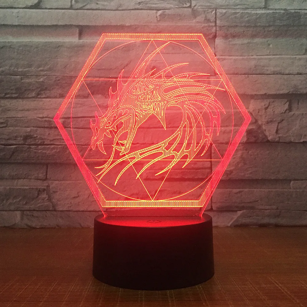 [Seven Neon] дракон Огненный Дракон акриловая 7 цветов Настольная лампа 3D лампа детский подарок Новинка Светодиодный Ночник светильник Сокол миллениума светильник