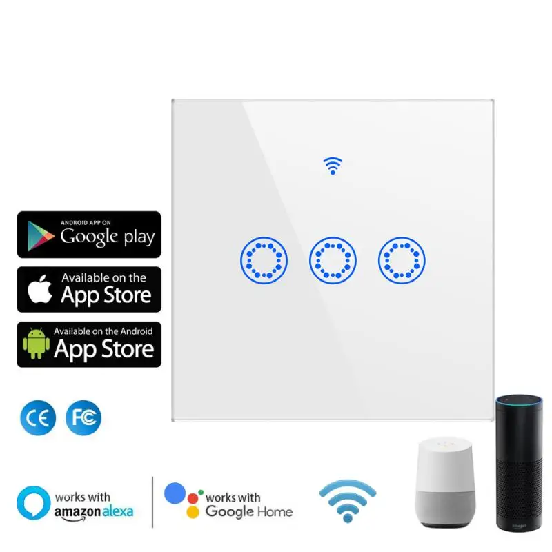 

European standard Smart WIFI Touch Switch Alexa Voice Control Smart WIFI Wall Switch Smart Switch Smart Home Automation Modules