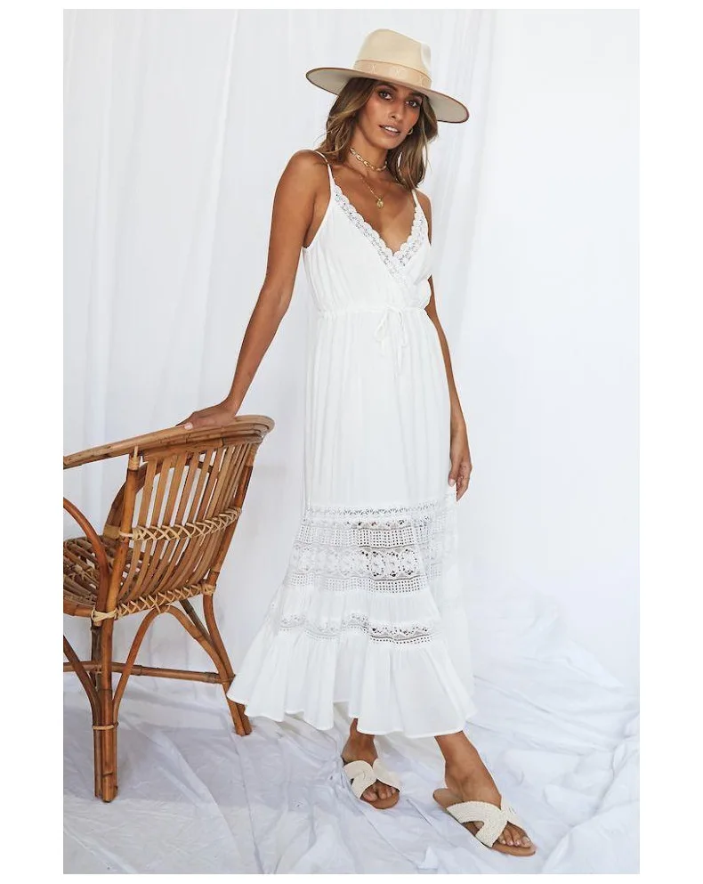 Womens Swimsuits Pareo Beach Dress Long Coverup White Tunic Long Saida De Praia Feminino 2020 Swimwear Sun Sexy Kaftan Lace