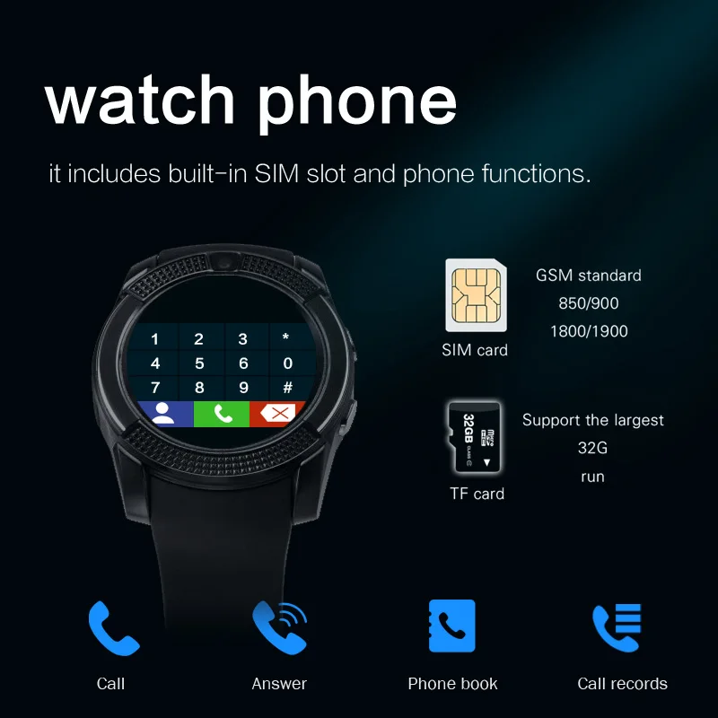  Men Smart Watch Bluetooth touch Screen Android Fashion Sports Men and Women Smartwatch With Camera  - 4000203660449