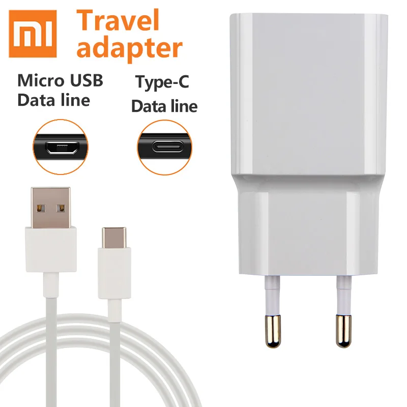 Original XIAOMI 5V/2A EU Travel Charger For Max 3 Mix A3 Redmi Note 7 6 Note8 Mi 5 5S Mi9 8 8A 6A Type-C Micro USB Cable | Электроника