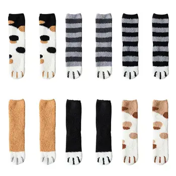 

Christmas Socks Autumn Winter Cat Claws Sock Plush Coral Fleece Socks Cute Thick Warm Sleep Socks Christmas Female Tube Socks