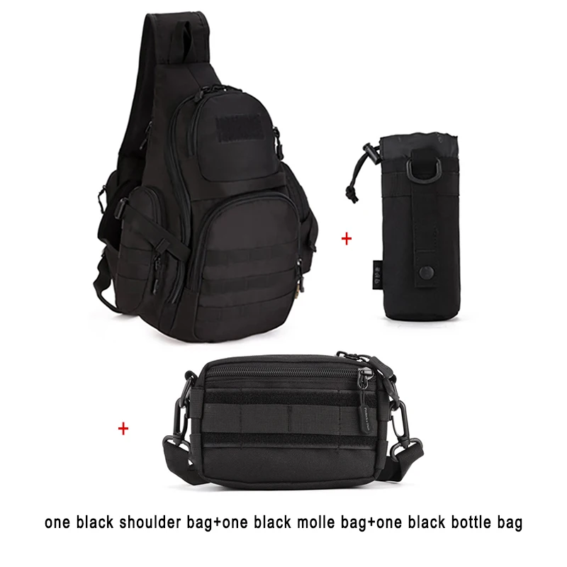 35Л военный тактический рюкзак на плечо Водонепроницаемый Военный слинг сумки для мужчин Кемпинг Туризм Охота Спортивные армейские рюкзаки - Цвет: black set 1