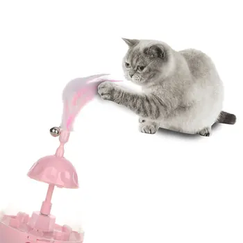 

LED Pet Cat Toys Tumbler Slow Feeder Smart Leaking Food Toy Interactive Automatic Spinning Cat Feather Toy