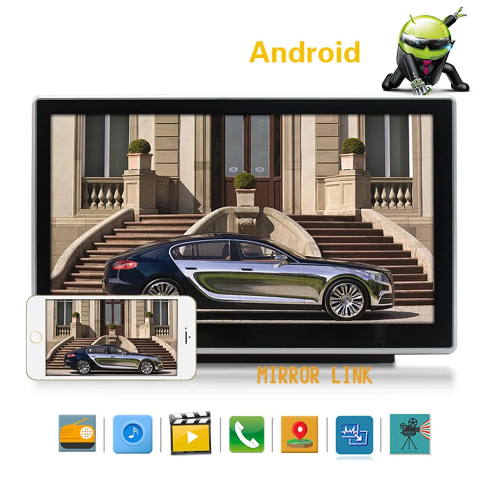 Автомобильный мультимедийный плеер HD 1080P с 10 дюймовым ЖК дисплеем GPS Bluetooth Wi Fi 4G