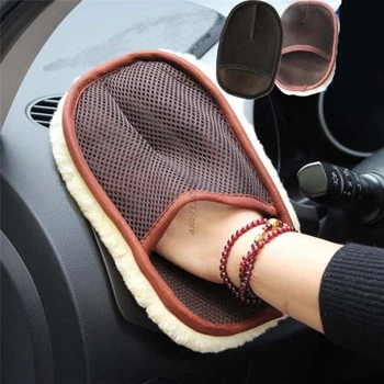 

Car Styling 15*24cm Automotive Wool Soft Brush Clean gloves for Tools Detailing Kit Ultra-Absorbent Microfiber Dishcloths Car