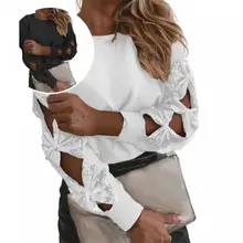 

Classic Pullover Top O-Neck Comfy Bow Sequin Casual Women Blouse Autumn Blouse Women Blouse