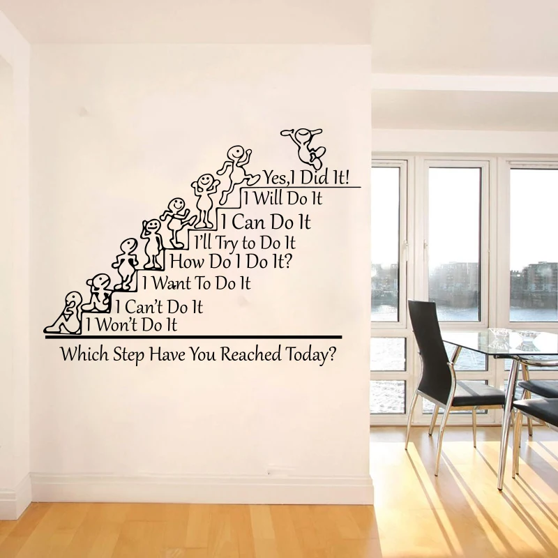 Large Office Classroom Inspirational Quote Wall Sticker Which Step Have You Reached Today Quote Wall Decal School Library Vinyl  (1)