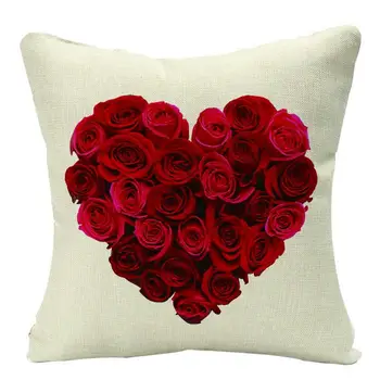 

Heart-shape Linen Pillowcase Happy Valentine's Day Pillow Case Comfortable Durable Throw Cushion Cover Home Decoration
