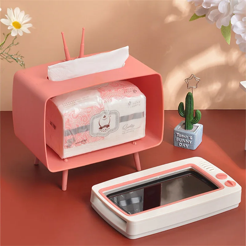 Living Room Cupboard Draw Paper Storage Box Home Desktop Coffee Table Storage Box Multifunction TV Mobile Phone Holder E12177