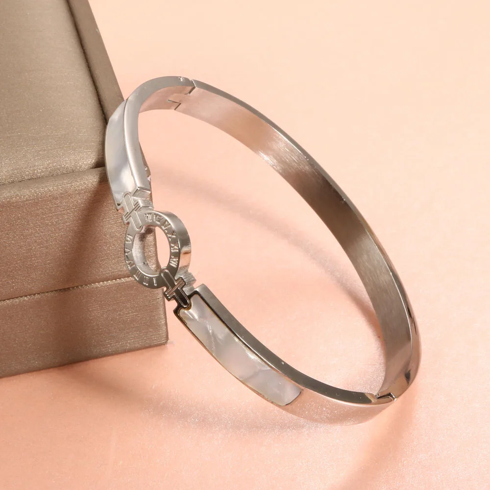 White Shell Roman Numeral Bangles & Bracelets Gold Color Women Bangle For Fashion Bracelet Jewelry bangle bracelet