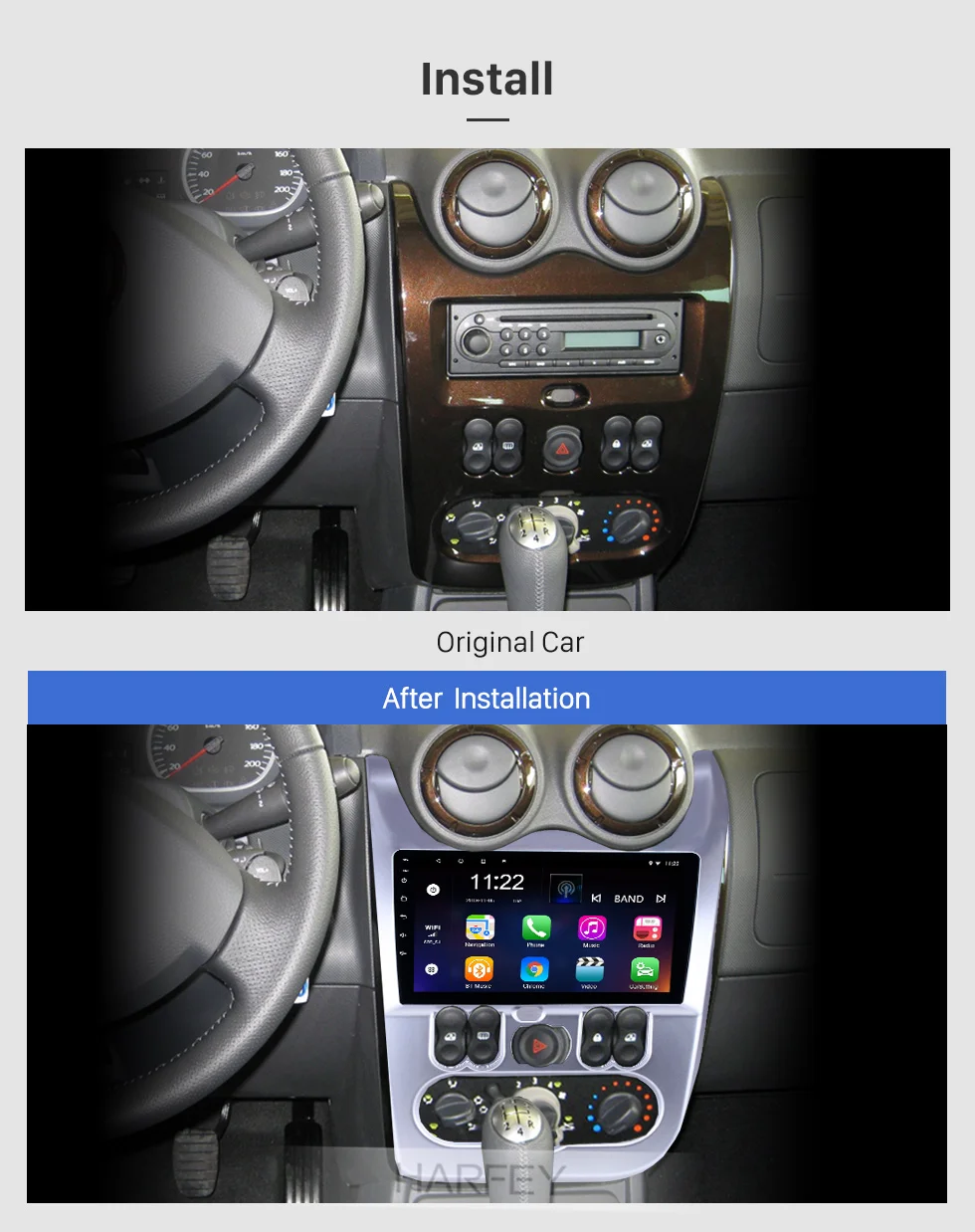Harfey автомобиля gps " HD стерео 8-ядерный Navi Радио плеер Android 8,1 для Renault Duster/Logan 2009-2013 поддержка Carplay Автомобильная камера заднего вида