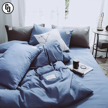 

GXC Fashion Simple Style Blue Bedding Set Soft Printed Duvet Cover Set Flat Sheet Double Queen King Bed Set Free Shipping