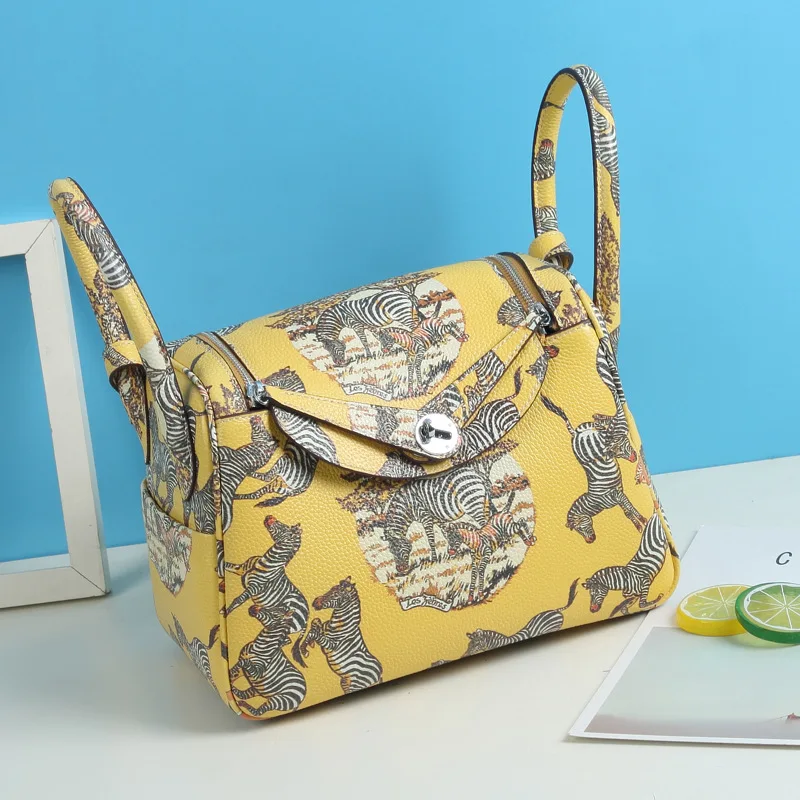 

Embossed Leather Handbag 2019 New Style Coloured Drawing lin di bao WOMEN'S Leather Bags Shoulder Bag Doctor's Bag Medicine Bag
