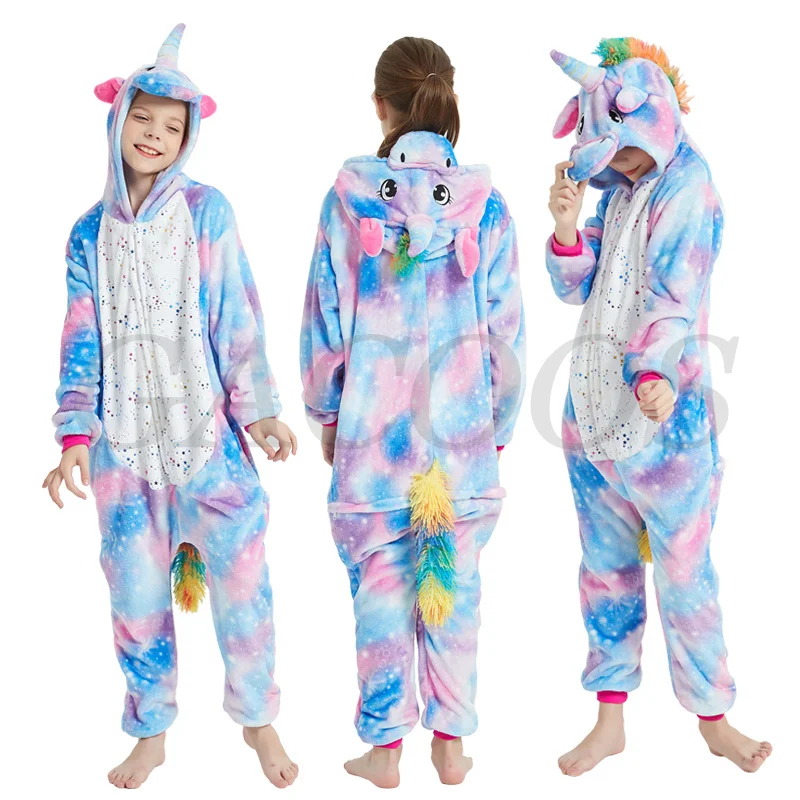 Kids Unicorn Pajamas Cartoon Jumpsuits For Children Animal Blanket Sleepers Costume Winter Boys Girls Onesies Licorne Sleepwear