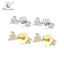 Lovecabin 925 пробы серебро золото три CZ Циркон треугольная серьга-гвоздик панк аксессуары Mujer Модные женские ювелирные изделия