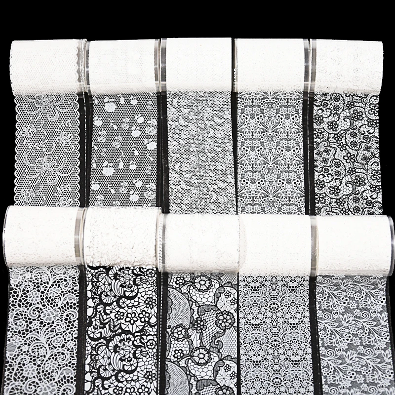 

Lace Nail Foils Colorful Self-Adhesive 3D Nail Stickers Stripe Line DIY Transfer Decals Sticker Nail Art Gold Foil Paper Sticker