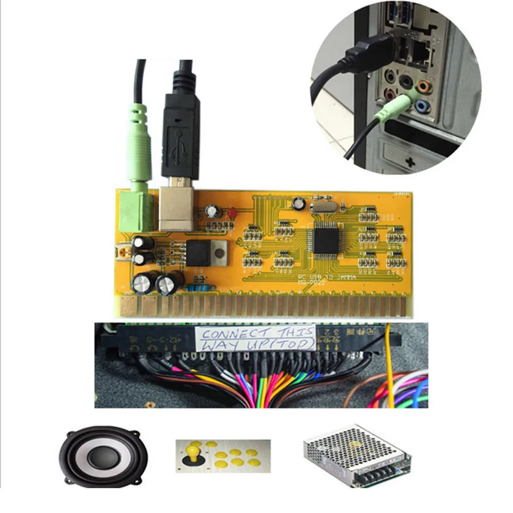 Профессиональный 2-игровой ПК USB в Jamma D-вход конвертер плата блока программного
