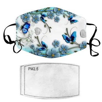 

1Pc Cotton Face Maskswashable And Reusable Facemask With 2 Pcs Filters Animal Print Breathable Cloth Maske Dustpoor Faceshield