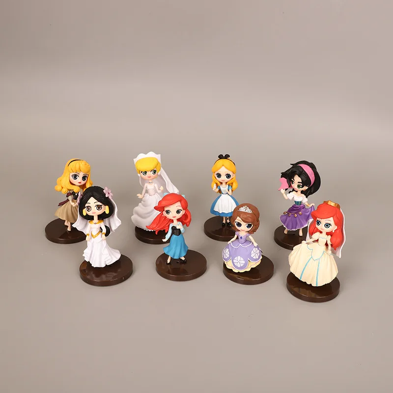 Disney Q Posket Princess Ariel Cinderella сон красавица 8 шт./лот 7 5 см ПВХ экшн Фигурки игрушки торт