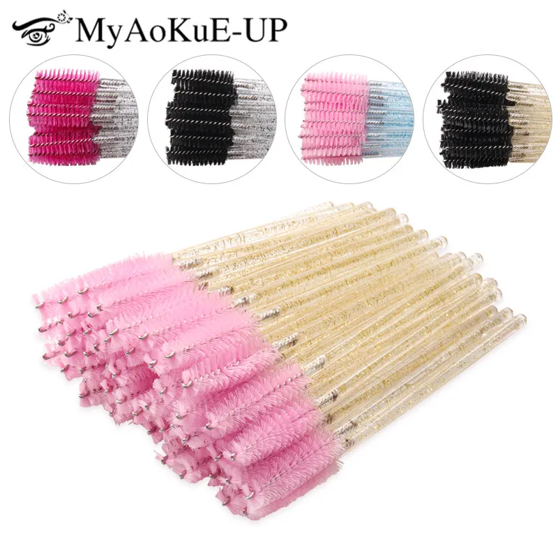 MyAoKuE Up 100pcs Crystal Eyelash Brushes For Eyelash Extension Eyebrow Tool Applicator Mascara